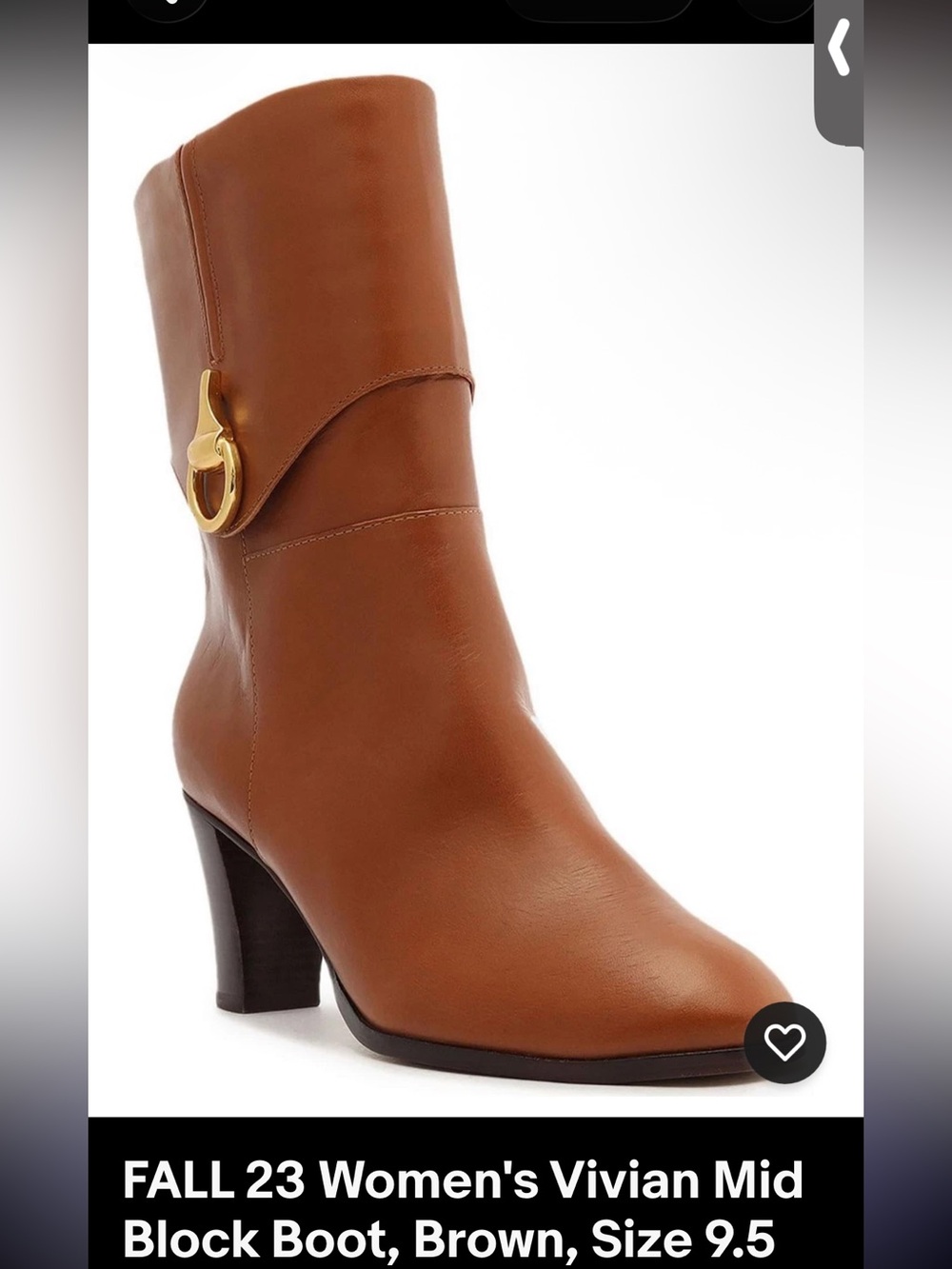 AREZZO Caramel  Leather Mid-Heel Ankle Boot - SZ 10 Like New